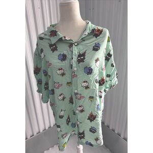 My Hero Academia X Hello Kitty & Friends Woven Button Up Mens Size XL‎